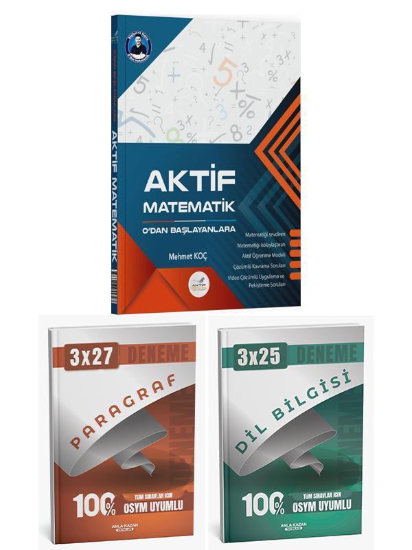 Aktif + Anla Kazan 2026 TYT 0 Dan Matematik ve Paragraf Dil Bilgisi Deneme 3 lü Set - Anla Kazan Yayınları - Image 1