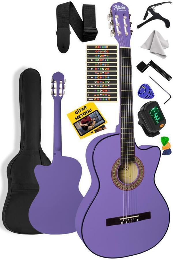 Midex CG-395PRP Klasik Gitar 4/4 Sap Ayarlı Kesik Kasa Full Set (Çanta Askı Tuner Metod Pena) - Image 1