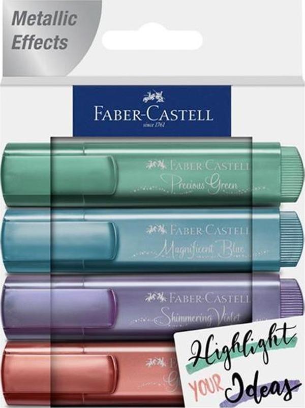 Faber-Castell Fosforlu Kalem Metalik 2021 Yeni Renkler 4'lü Set - Image 1