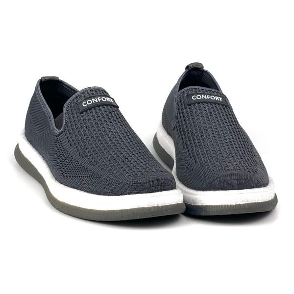 Erkek Gri Triko Bağcıksız Esnek Hafif Günlük Casual Sneaker Spor Ayakkabı - Image 1