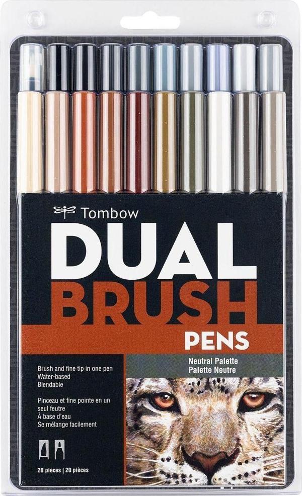 Tombow ABT Dual Brush Pen Grafik Kalemi 20'li Set - Neutral - Image 1