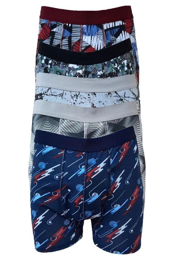 Tutku Erkek Desenli Likralı Pamuklu Boxer 5Li Paket - Image 1