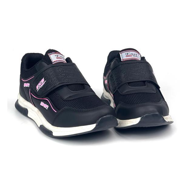 Kadın Siyah Pembe Bağcıksız Cırtlı Hafif Rahat Günlük Sneaker Spor Ayakkabı - Image 1