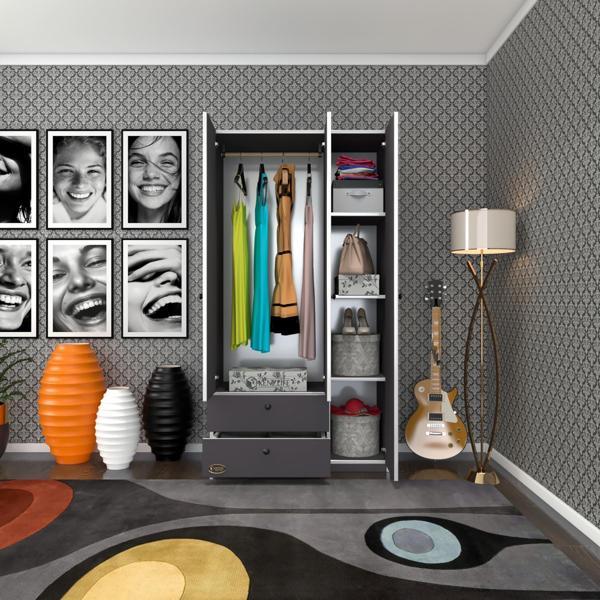 Kenzlife gardırop 3 kapılı kapaklı 2 çekmeceli manolya gri 173*90*42 gardolap dolap ofis - Image 1