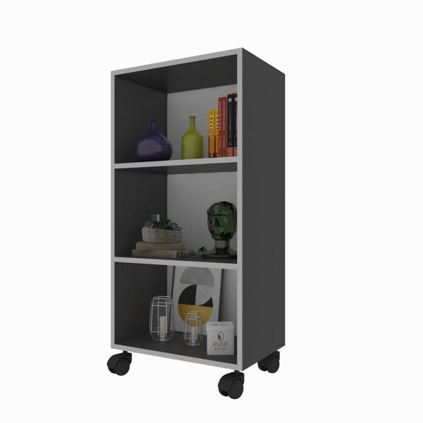 Kenzlife kitaplık beril 088*040*020 gri tekerlekli mutfak dolabı banyo ofis ayakkabılık kiler - Image 1