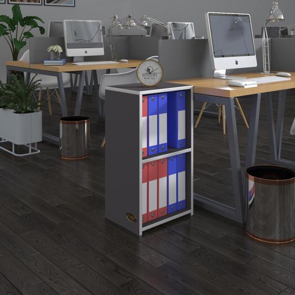 Kenzlife klasörlük raflı attila gri 70*40*30 kitaplık ofis arkalıksız - Image 1