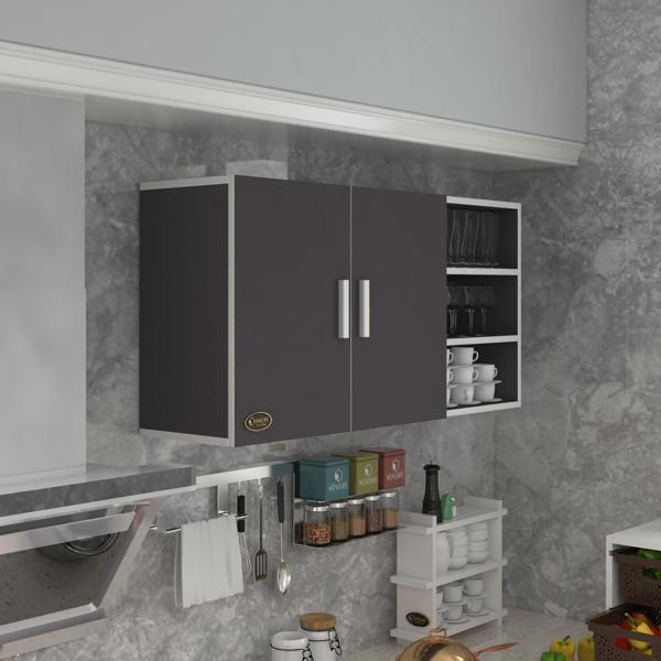 Kenzlife hazır mutfak fulvus22 gri 060*120*22 mutfak banyo dolabı kapaklı raflı - Image 1