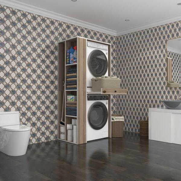 Kenzlife çamaşır-kurutma makinesi dolabı bacce sol crd 187*090*60 çekmeceli banyo - Image 1