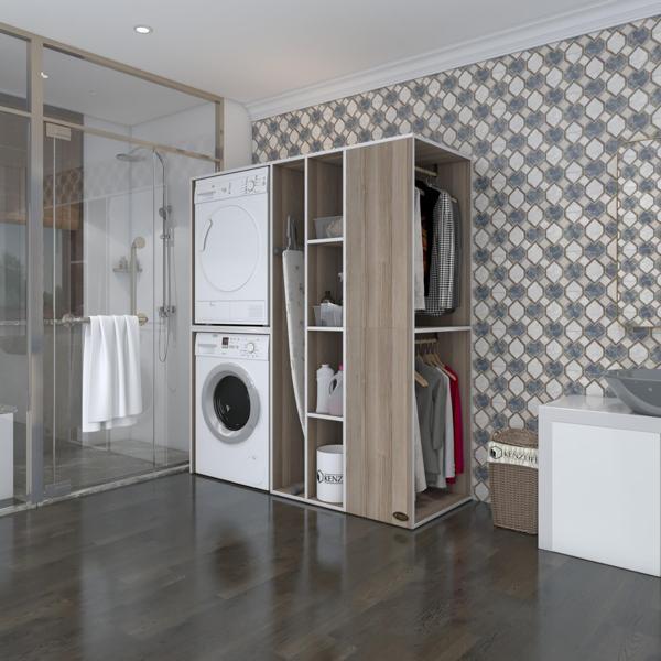 Kenzlife çamaşır-kurutma makinesi dolabı ve giysi dolabı kazvini sağ crd 180*160*60  banyo - Image 1