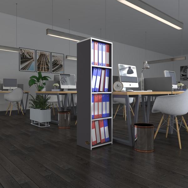 Kenzlife klasörlük raflı börteçin gri 140*40*30 kitaplık ofis arkalıksız - Image 1