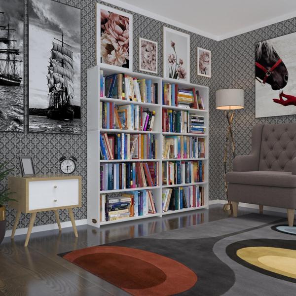 Kenzlife kitaplık süper ga 150*160*19 byz 5 katlı 2 bölme çift bölme opsiyonlu ofis mutfak banyo dolabı arkalıksız - Image 1