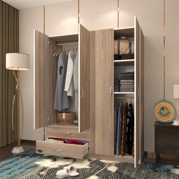 Kenzlife gardırop 4 kapaklı kapılı 2 çekmeceli orkide crd 180*120*42 gardolap dolap - Image 1