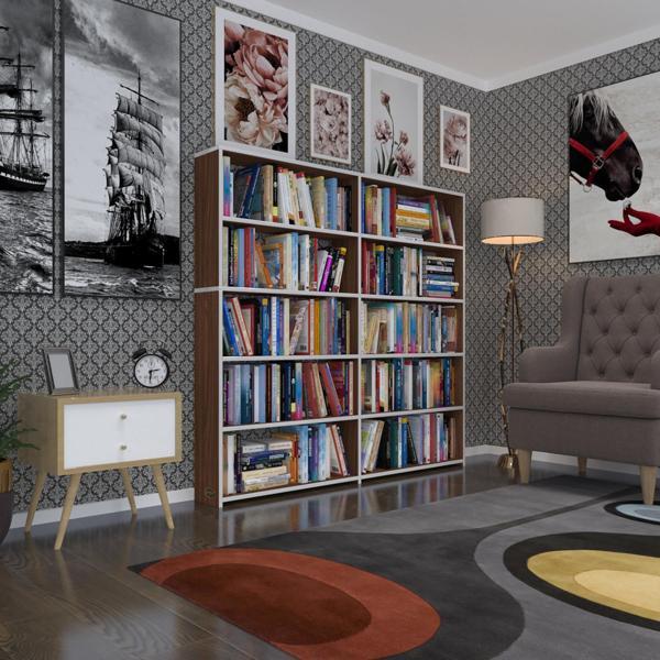 Kenzlife kitaplık süper ga 150*160*19 cvz 5 katlı 2 bölme çift bölme opsiyonlu ofis mutfak banyo dolabı arkalıksız - Image 1