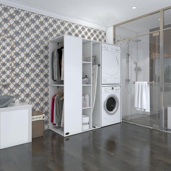 Kenzlife çamaşır-kurutma makinesi dolabı ve giysi dolabı kazvini sol byz 180*160*60  banyo - Image 1