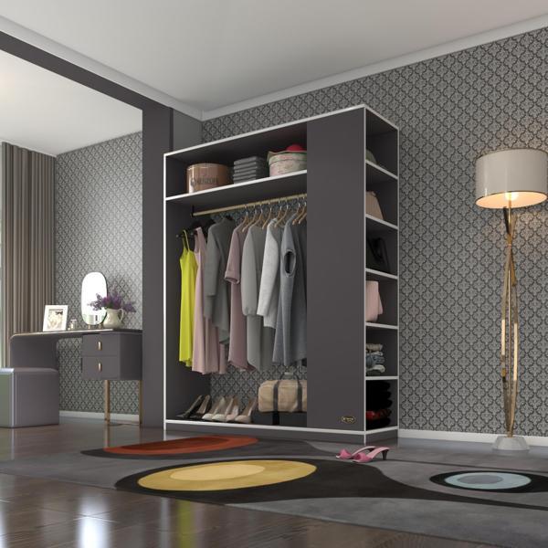 Kenzlife giysi dolabı bayram 180*150*40 gri gardırop - Image 1