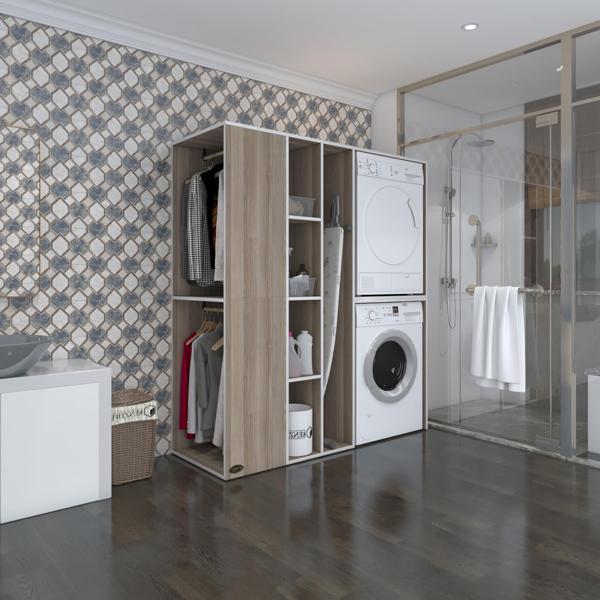Kenzlife çamaşır-kurutma makinesi dolabı ve giysi dolabı kazvini sol crd 180*160*60  banyo - Image 1