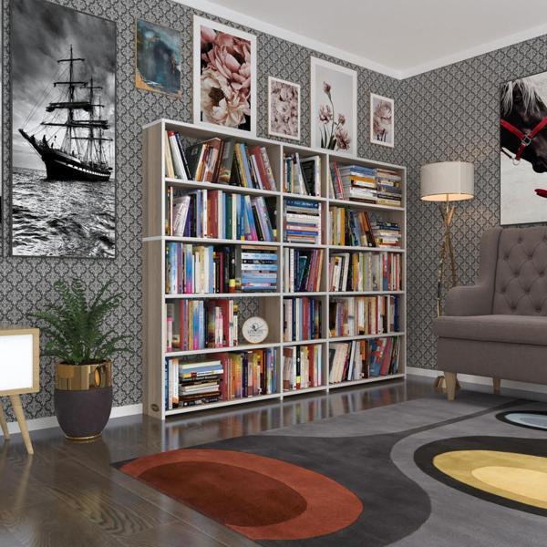 Kenzlife kitaplık süper ga 150*200*19 crd 5 katlı 3 bölme çift bölme opsiyonlu ofis mutfak banyo dolabı arkalıksız - Image 1