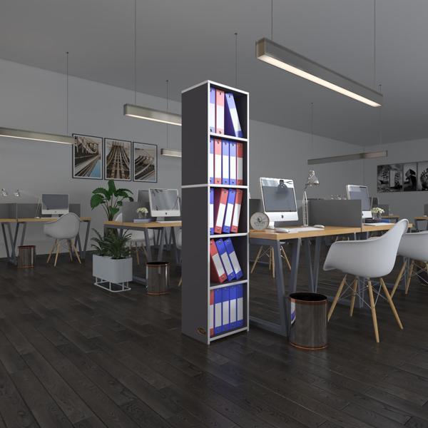 Kenzlife klasörlük raflı kutadgu gri 175*40*30 kitaplık ofis arkalıksız - Image 1