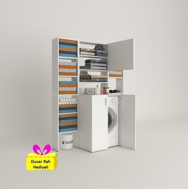 Kenzlife çamaşır makinesi dolabı kasparovmaksduble byz kurutma dolabı + tekli duvar rafı hediyeli - Image 1