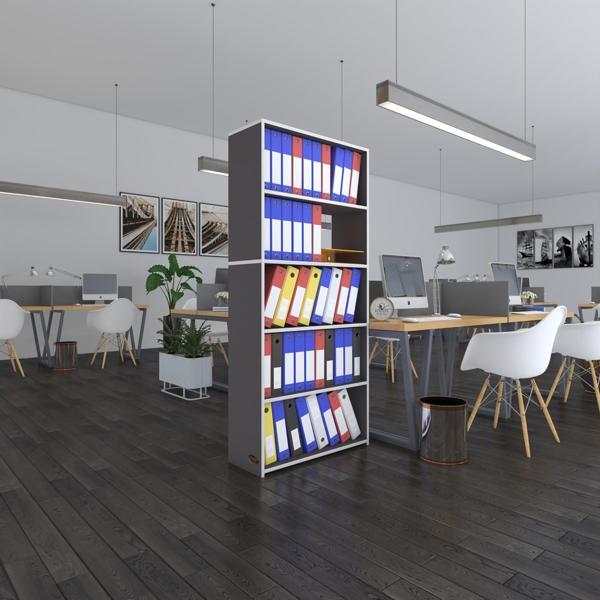 Kenzlife klasörlük raflı rona gri 175*80*30 kitaplık ofis arkalıksız - Image 1
