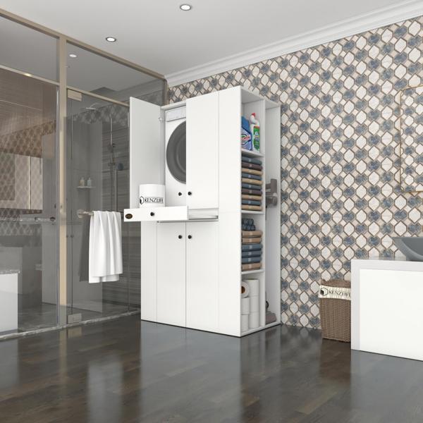 Kenzlife çamaşır-kurutma makinesi dolabı birunimdf byz 187*110*60 çekmeceli raflı % 100 FULL MDF - Image 1