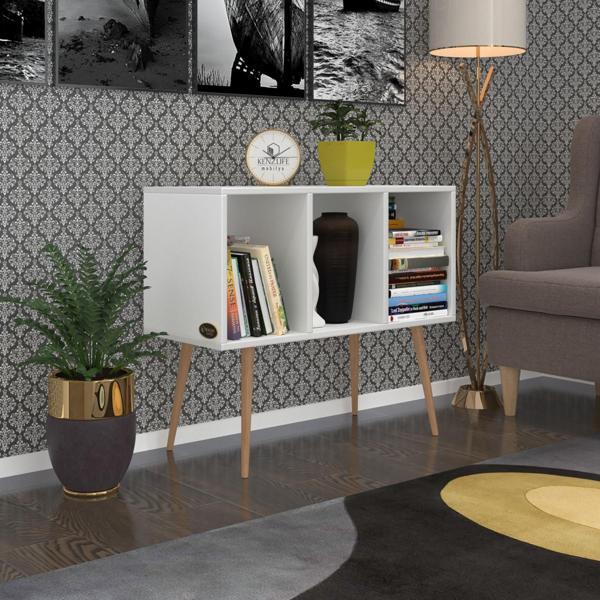 Kenzlife komodin adberilgen byz 74*90*39 ahşap ayaklı komidin kitaplık - Image 1