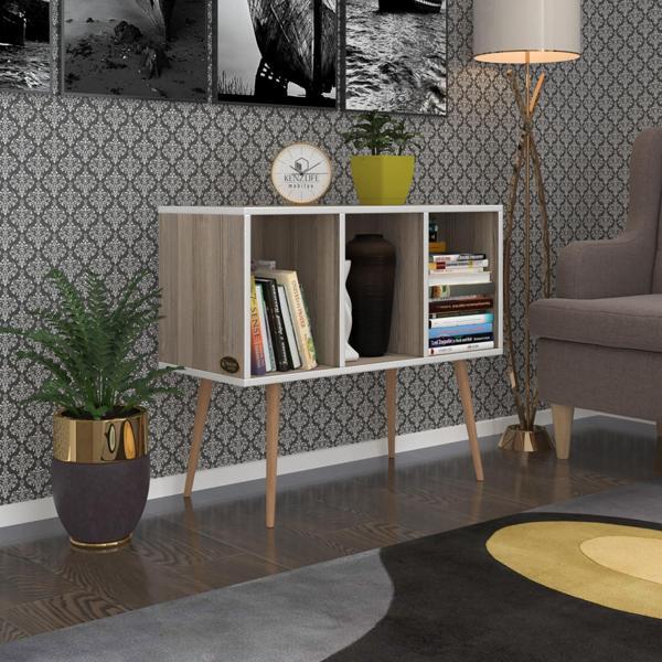 Kenzlife komodin adberilgen crd 74*90*39 ahşap ayaklı komidin kitaplık - Image 1
