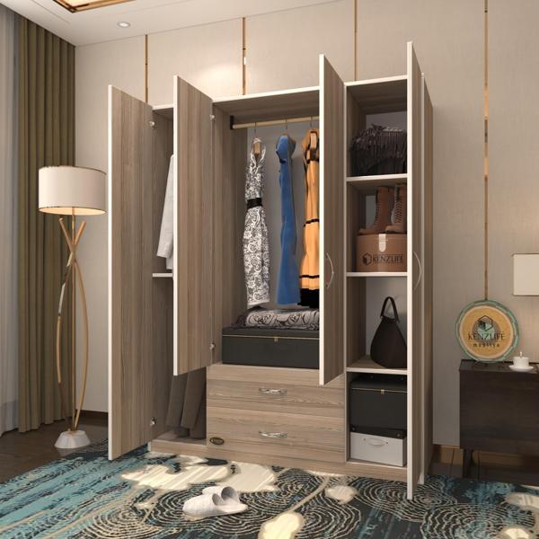 Kenzlife gardırop 4 kapılı 2 çekmeceli deligül 180*160*52 crd XLARGE kapaklı gardolap dolap - Image 1