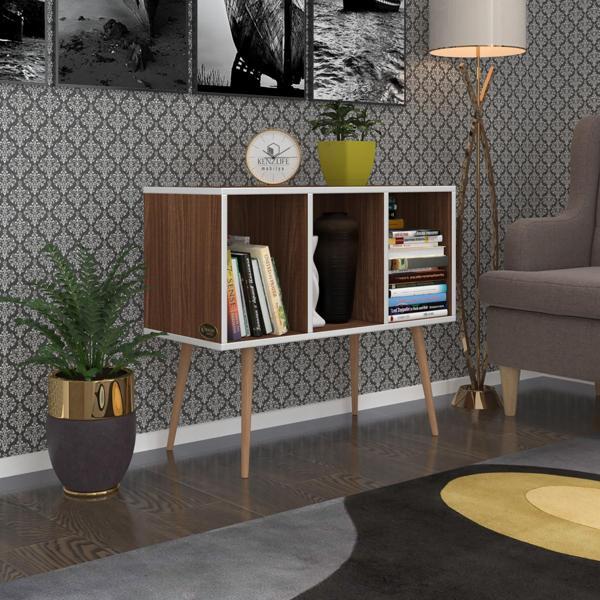 Kenzlife komodin adberilgen cvz 74*90*39 ahşap ayaklı komidin kitaplık - Image 1
