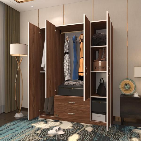 Kenzlife gardırop 4 kapılı 2 çekmeceli deligül 180*160*52 cvz XLARGE kapaklı gardolap dolap - Image 1