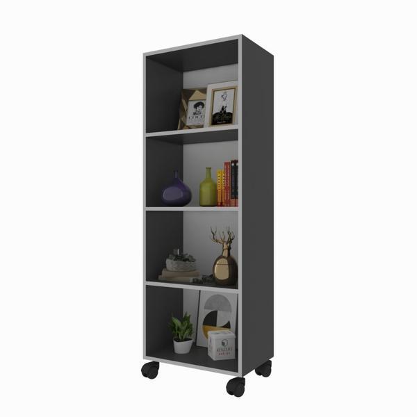 Kenzlife kitaplık beril 128*040*020 gri tekerlekli mutfak dolabı banyo ofis ayakkabılık kiler - Image 1
