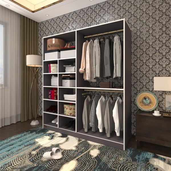 Kenzlife giysi dolabı fikret 180*180*45 gri gardırop - Image 1