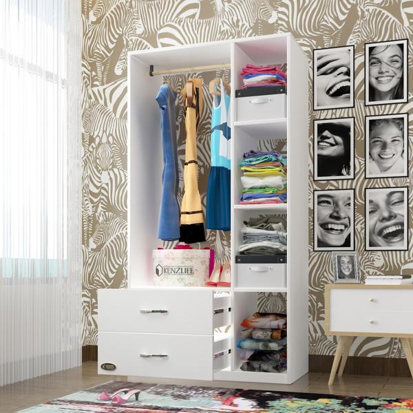 Kenzlife giysi dolabı hülagü 175*90*40 byz gardırop 2 çekmeceli - Image 1