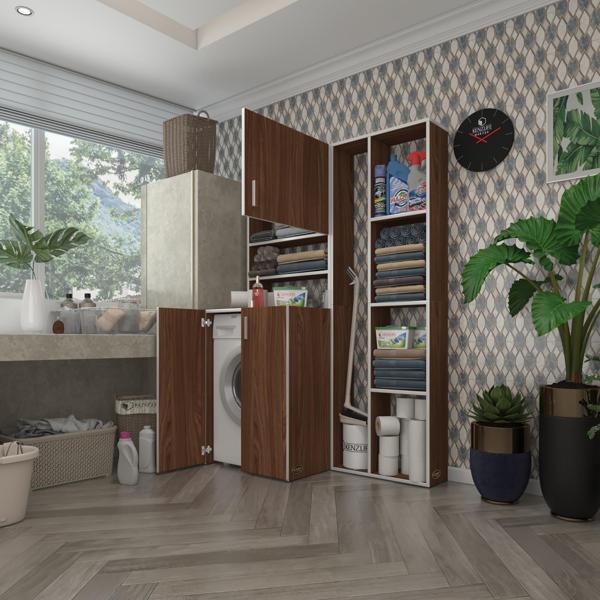 Kenzlife çamaşır makinesi dolabı kasparovsüpürge cvz 180*126*55-20 banyo kapaklı arkalıksız - Image 1