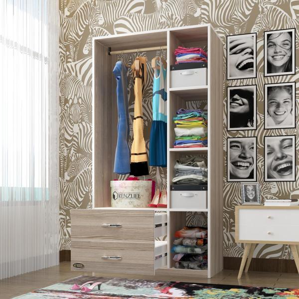 Kenzlife giysi dolabı hülagü 175*90*40 crd gardırop 2 çekmeceli - Image 1