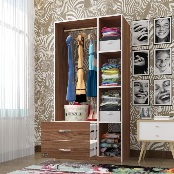 Kenzlife giysi dolabı hülagü 175*90*40 cvz gardırop 2 çekmeceli - Image 1