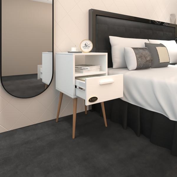 Kenzlife komodin budurgan byz 74*39*39 ahşap ayaklı raflı çekmeceli komidin kitaplık - Image 1