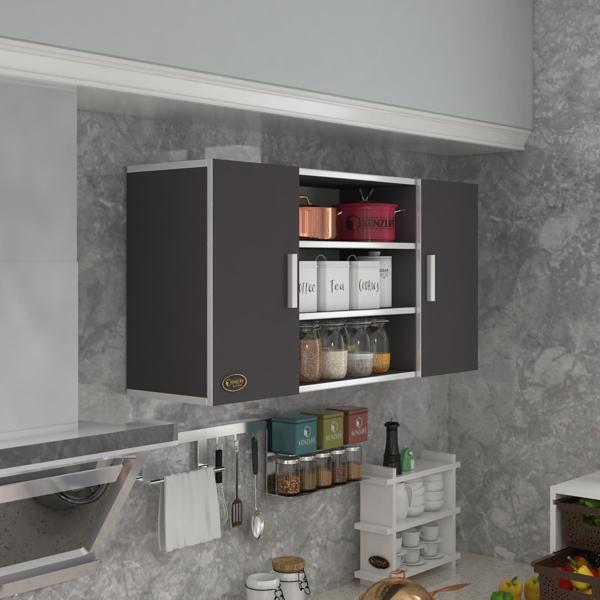 Kenzlife hazır mutfak honnor32 gri 060*120*32 mutfak banyo dolabı kapaklı raflı - Image 1