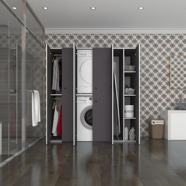 Kenzlife çamaşır-kurutma makinesi dolabı ve giysi dolabı suyuti sağ gri 180*170*60  banyo - Image 1