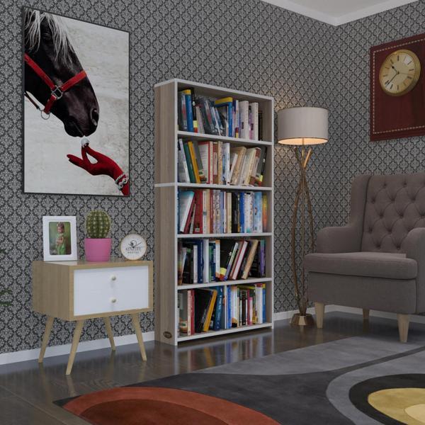 Kenzlife kitaplık süper ga 150*80*19 crd 5 katlı tek bölme çift bölme opsiyonlu ofis mutfak banyo dolabı arkalıksız - Image 1