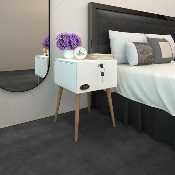 Kenzlife komodin çıntay byz 57*39*39 çekmeceli kilitli ahşap ayaklı komidin - Image 1