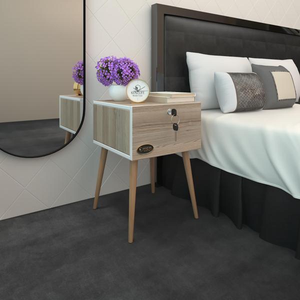 Kenzlife komodin çıntay crd 57*39*39 çekmeceli kilitli ahşap ayaklı komidin - Image 1