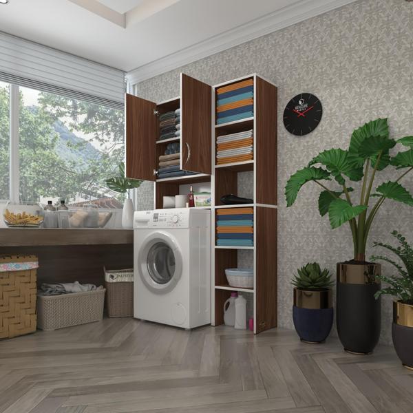 Kenzlife çamaşır makinesi dolabı sinemmaks cvz 180*096*30 banyo kapaklı arkalıklı raflı - Image 1