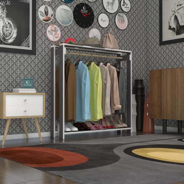 Kenzlife giysi dolabı maksut 135*100*40 gri askılık ayakkabılık - Image 1