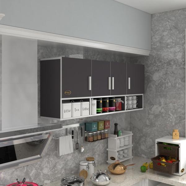 Kenzlife hazır mutfak konsta gri 060*150*22 mutfak banyo dolabı kapaklı raflı - Image 1