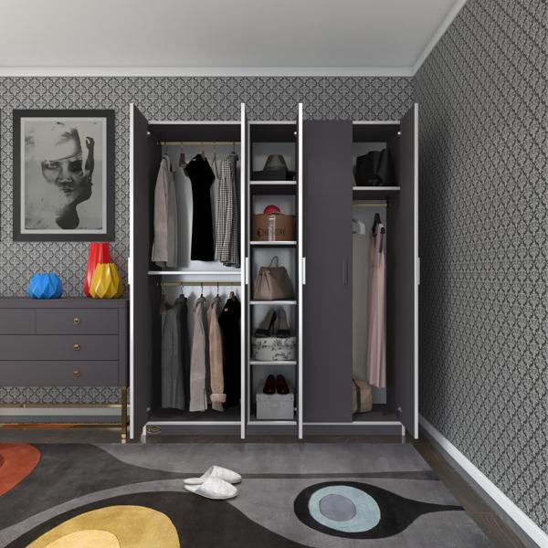 Kenzlife gardırop 5 kapaklı kapılı 150 lilyum gri gardolap dolap - Image 1