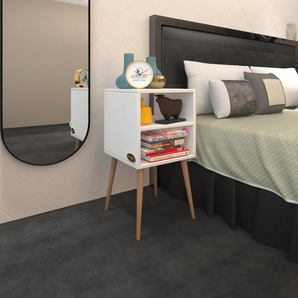 Kenzlife komodin erkeli byz 74*39*39 ahşap ayaklı komidin kitaplık - Image 1