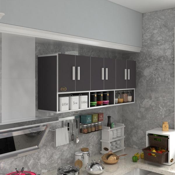 Kenzlife hazır mutfak liberato gri 060*150*32 mutfak banyo dolabı kapaklı raflı - Image 1