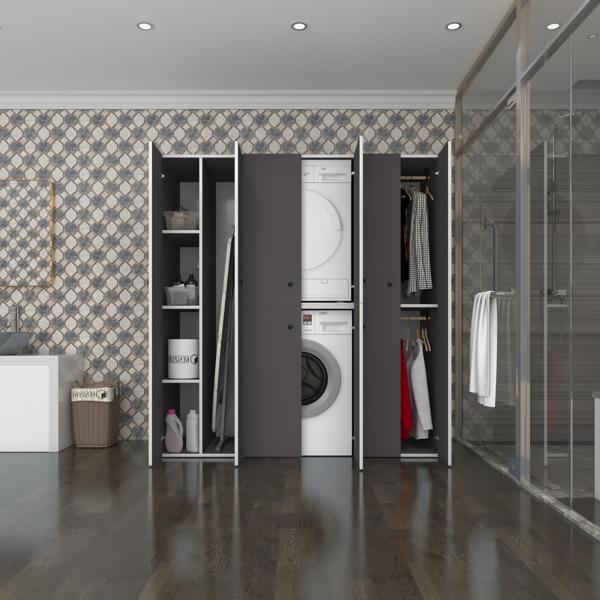 Kenzlife çamaşır-kurutma makinesi dolabı ve giysi dolabı suyuti sol gri 180*170*60  banyo - Image 1