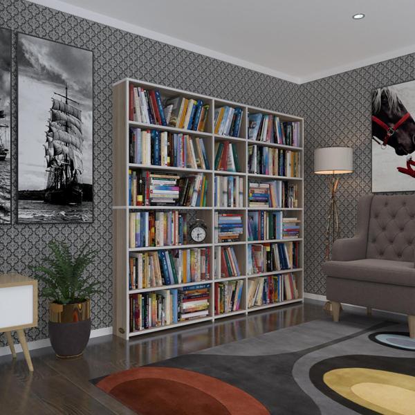 Kenzlife kitaplık süper ga 180*200*19 crd 6 katlı 3 bölme çift bölme opsiyonlu ofis mutfak banyo dolabı arkalıksız - Image 1
